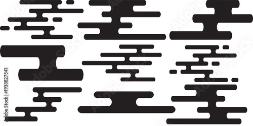 Japanese Kumogata cloud pattern in black and white traditional Asian design element.