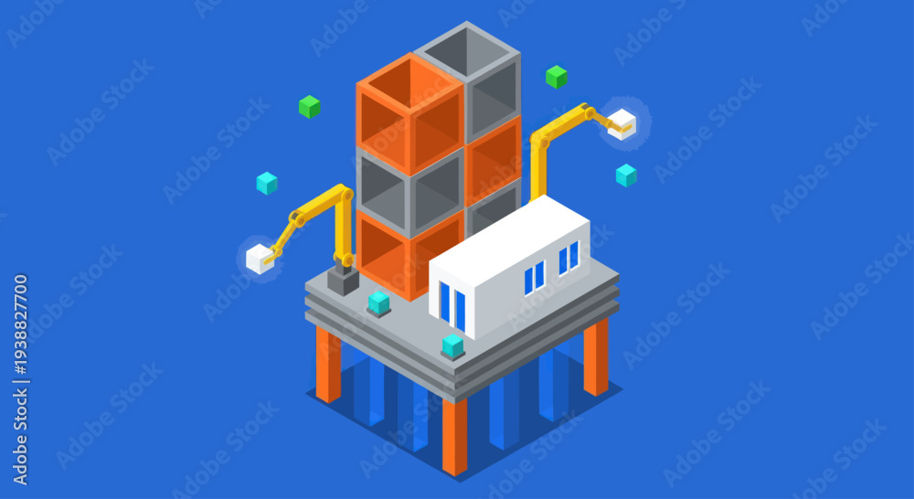 Naklejka premium Modern Industrial Oil Rig Platform with Abstract Elements.