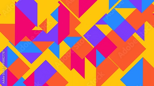 Abstract Geometric Pattern with Color Tones Triangles and Squares