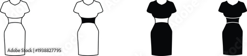 Dress icons, fashion silhouettes, clothing vector, women’s outfit, stylish clipart, wardrobe design, trendy motif, creative illustration, elegant graphic, concept art