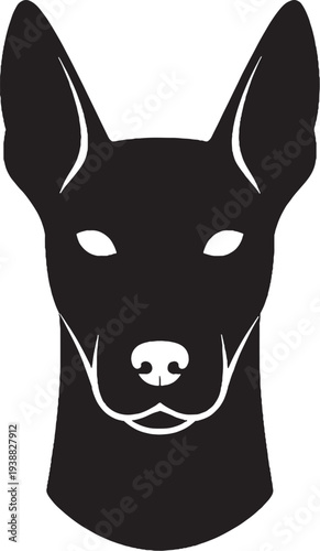 Xoloitzcuintli Head Front Silhouette Mexican Hairless Dog Logo Vector