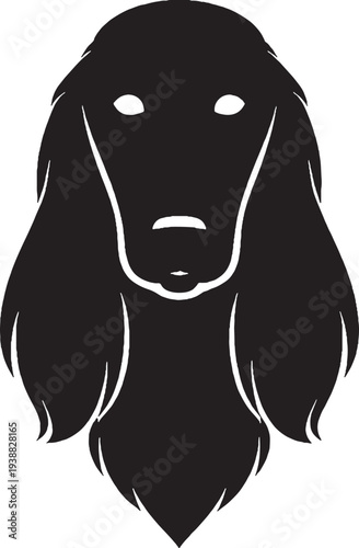 Irish Setter Head Front View Solid Black Silhouette Logo Ready SVG EPS