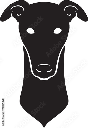 Greyhound Dog Head Front View Solid Black Silhouette Logo Ready Vector