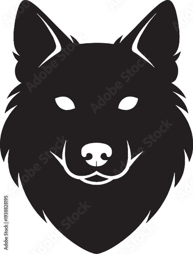 Icelandic Sheepdog Head Front Silhouette Nordic Herding Dog Logo Vector
