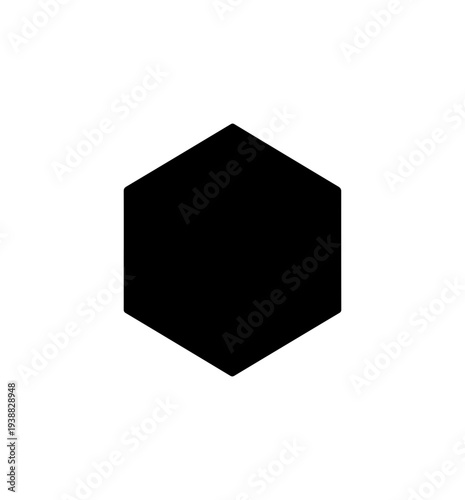 Minimalist Black Hexagon Icon - Geometric Shape Vector Art