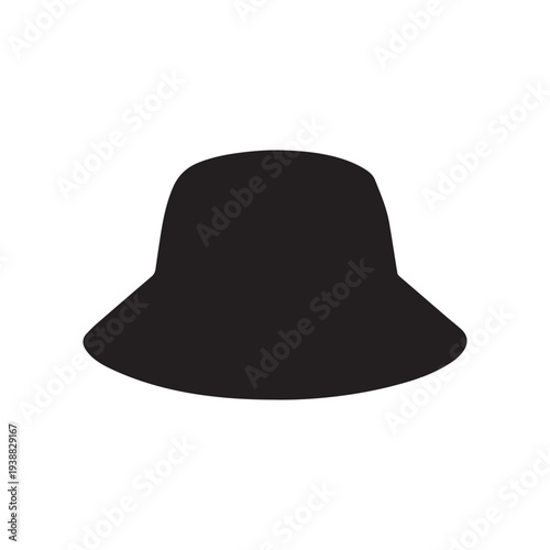 Blank black and white bucket hat mockup, no gravity, 3d rendering. Empty canvas oversized headgear mock up, isolated. Clear fabric panama, vector art, illustration, cartoon on white background