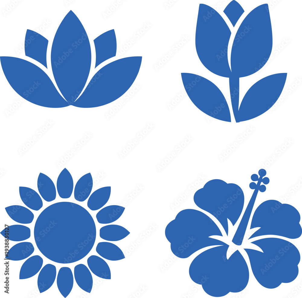 Fototapeta premium Blue flower lotus hibiscus sunflower