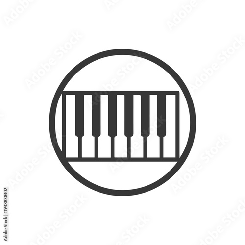 Minimalist Piano Keyboard Icon Black And White Circular Music Symbol