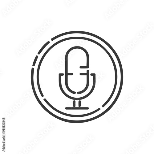 Simple Microphone Icon In A Circle Line Art For Audio Recording