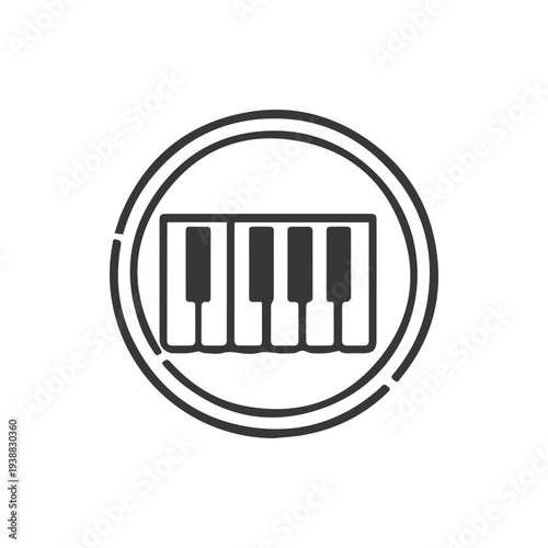 Circular Music Logo Design Featuring Minimalist Piano Keyboard Keys