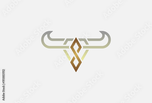 Infinity Diamond Horn Luxury Logo, usable for branding and business logos, Jewelry Logo Design Template, vector illustration