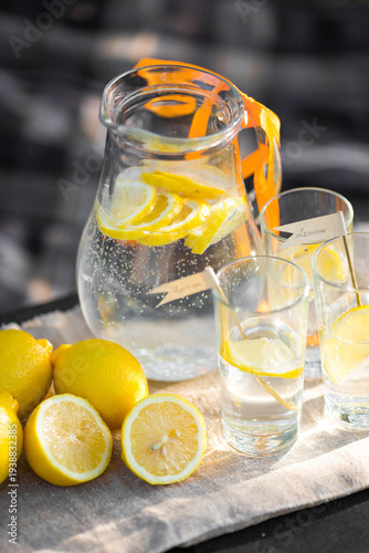 Fresh lemonade in the summer garden