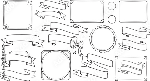 A versatile set of black outline decorative elements on a white background, perfect for clean stationery and modern branding.