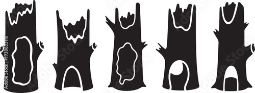 Hollow Tree Trunk Elements for Animal Habitat Scenes