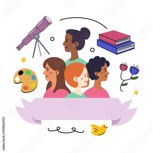 Diverse Women Empowerment Flat Vector Illustration