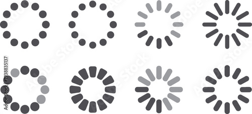 Loading Icons Set. Progress Loader, Buffer Status, Download Upload Process Indicators – Stock Vector