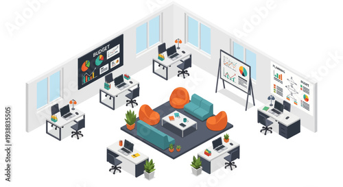 Modern Office Space with Collaborative Furniture.