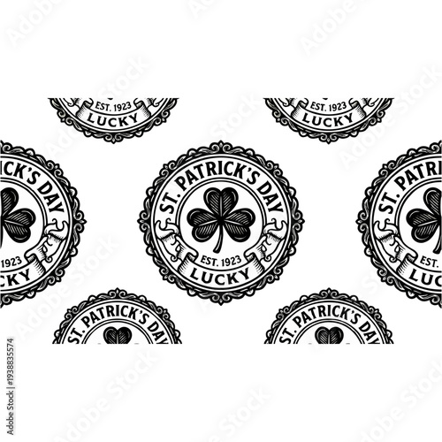 St. Patrick's Day vintage labels with shamrocks and lucky text