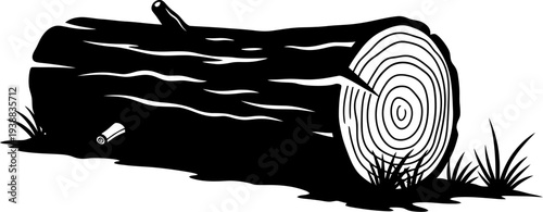 Fallen timber log lying on the forest floor