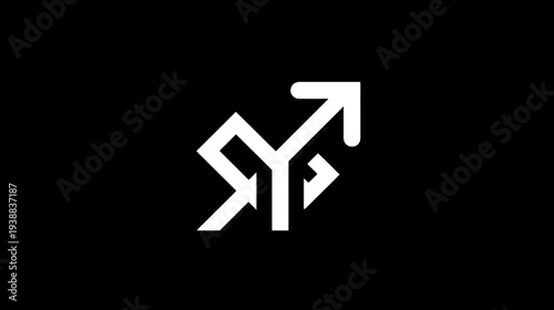 Abstract geometric arrow symbol pointing up and right on a black background, representing growth, progress, and future direction
