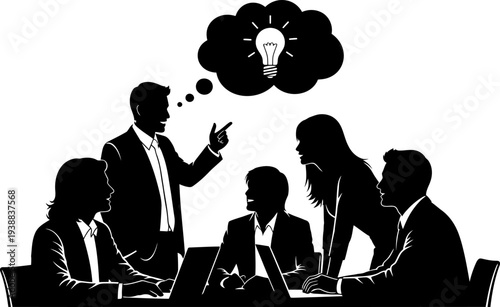 Manager presenting a new creative concept to his team