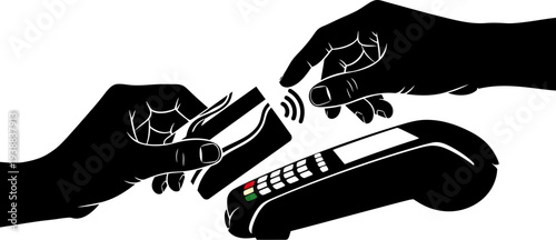 Modern electronic payment processing silhouette