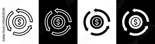 cash flow white icon set design