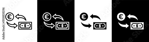 money exchange white icon set design