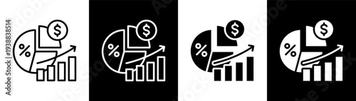 profit margin white icon set design