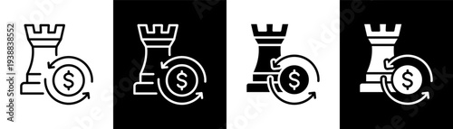 strategy white icon set design