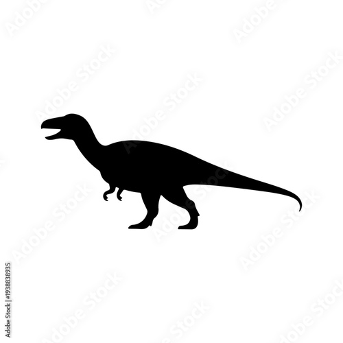 Silhouette of a dinosaur standing calmly in a white background for educational or artistic purposes