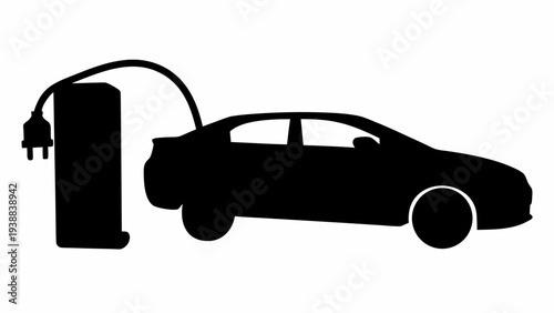 Electric car charging at modern station