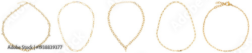Foto Elegant collection of various gold chain necklaces, including delicate designs and classic styles