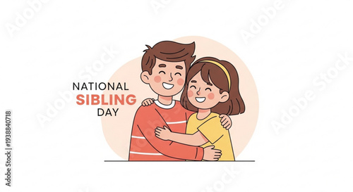 Sibling love on national sibling day with happy brother and sister hugging