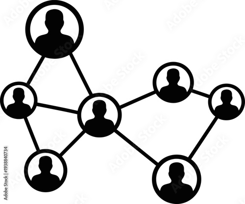 Social network connection icon showing community links