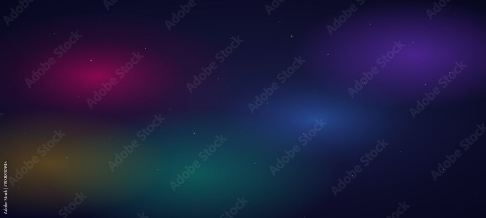 Obraz premium Vibrant colorful bokeh lights in dark space with stars