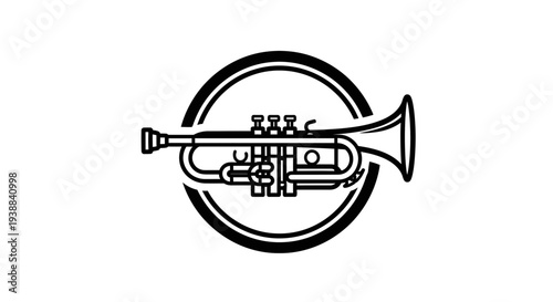 Black and White Trumpet Illustration.