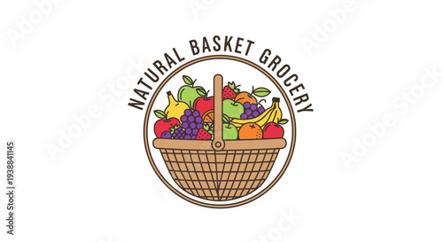 Grocery Basket Filled with Fresh Fruits.