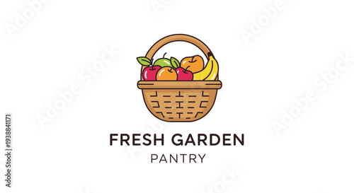 Illustration of a Basket with Fresh Fruits.