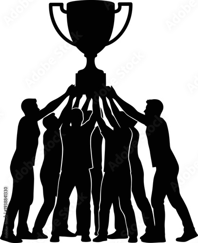 Successful team lifting championship trophy