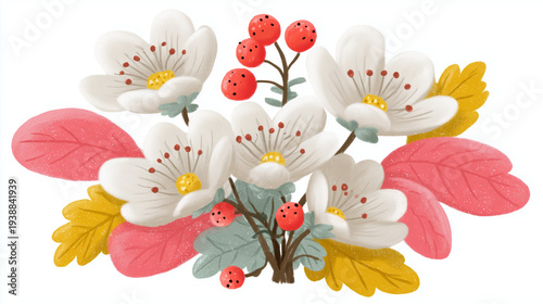 bouquet of white flowers on white background 