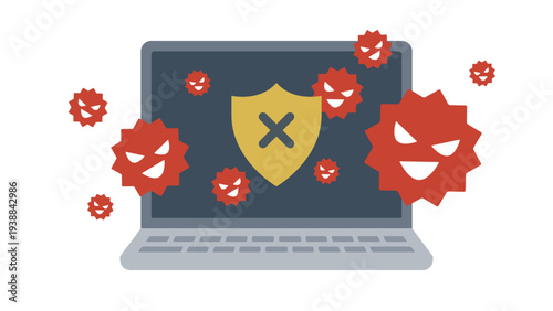 Laptop infected with computer virus, Shield