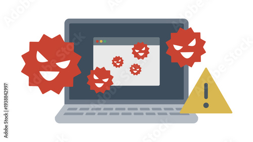 Laptop infected with computer virus, web browser