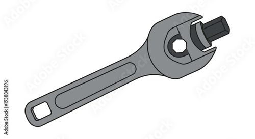 Adjustable Wrench Tool on White Background.