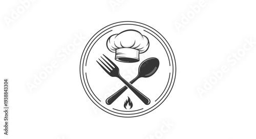 Chef Hat and Utensils on Plate.