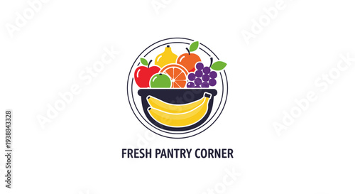 Colorful Fruits in a Basket Logo.