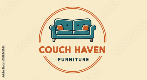 Couch Haven Furniture Logo Design Illustration.