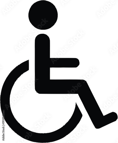 Disabled person in wheelchair accessibility icon representing medical mobility services and public facility standards