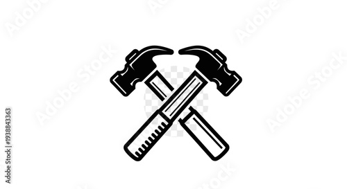 Crossed Hammers and Ruler Illustration.
