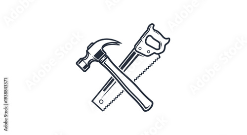 Crossed Hammer and Wrench Tools Illustration.